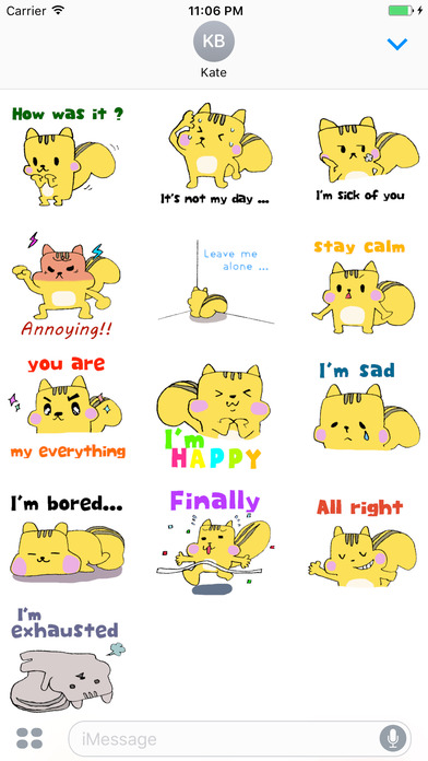 Daily Life Of Yellow Squirrel Englsh Sticker screenshot 3