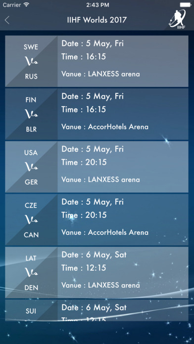 Schedule of IIHF U18 World Championship 2017 screenshot 4