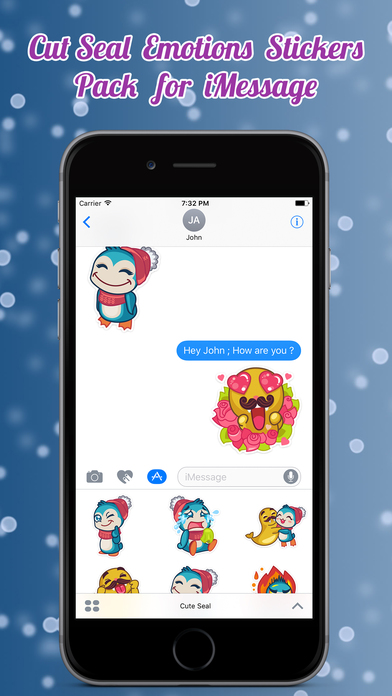 Cute Seal Emotions Stickers Pack for iMessage screenshot 3