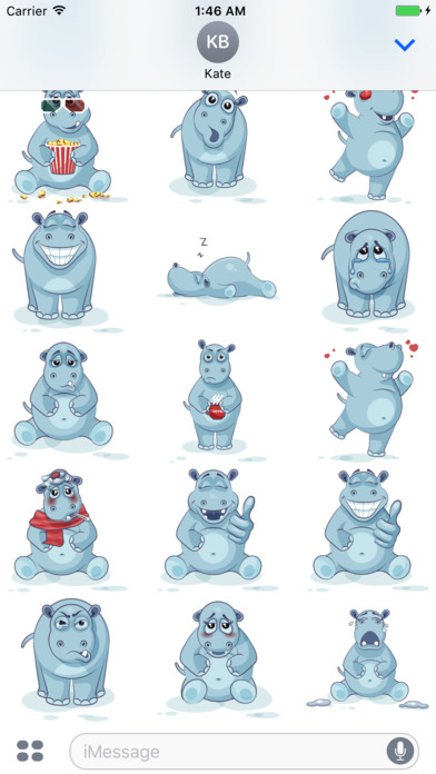 Emoji Cartoon Hippopotamus Stickers screenshot 4