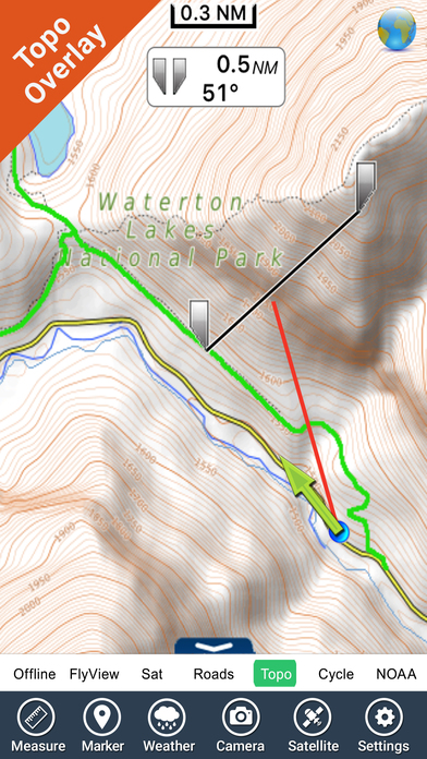 Waterton Lakes NP HD GPS chart screenshot 3