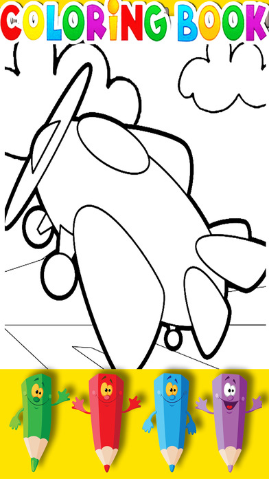 Sky Plane Coloring Page Game For Kids Version screenshot 2