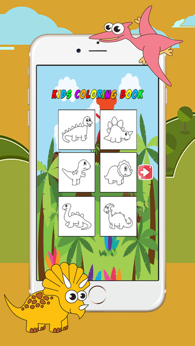 Coloring Book for Dinosaur Cartoon Painting Games screenshot 2