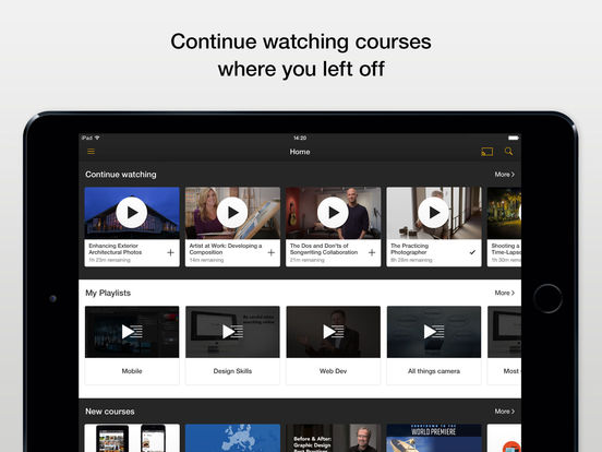 Screenshots of Lynda - Online Training Videos for iPad