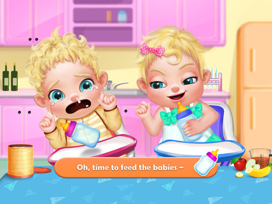 婴儿护理游戏 - 照顾小小双胞胎新生婴儿:在 Ap