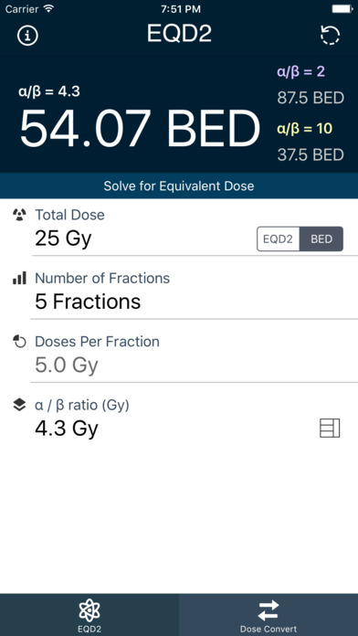 EQD2 Calculator screenshot 2