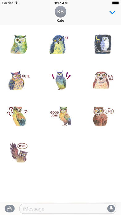 Watercolor Owls Sticker screenshot 3