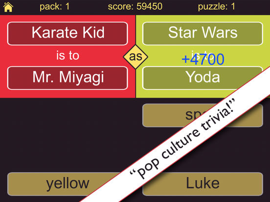 Screenshots of This Is To That - the Pop Culture Analogy Game for iPad
