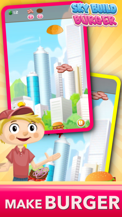 Sky Build Burger Tower 2 Block Game (Free) screenshot 2