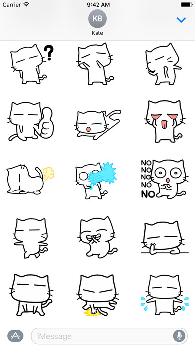 Funny White Cat Animated Sticker Set 1 screenshot 2
