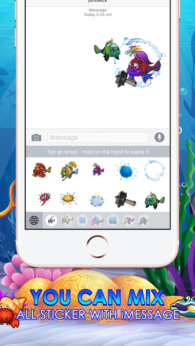 Fish Cartoon Heroes Emoji Pic & Stickers Keyboard screenshot 3