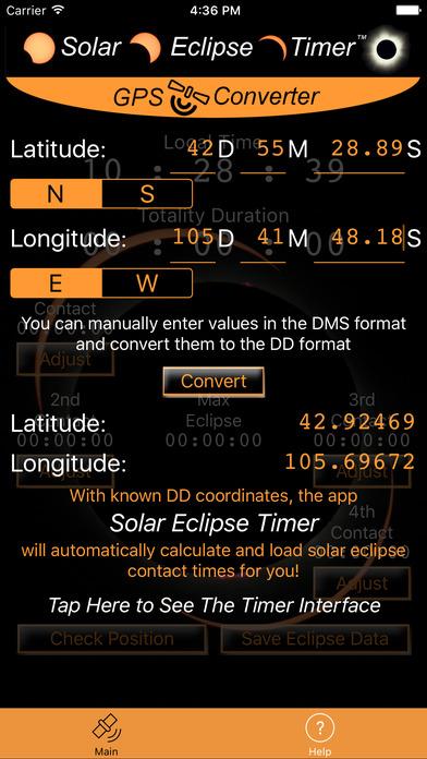 Solar Eclipse Timer GPS Converter screenshot 3