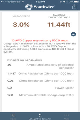 Southwire® Voltage Drop Calc screenshot 3