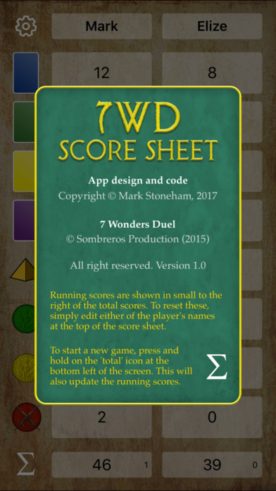 7WD – Score Sheet screenshot 2