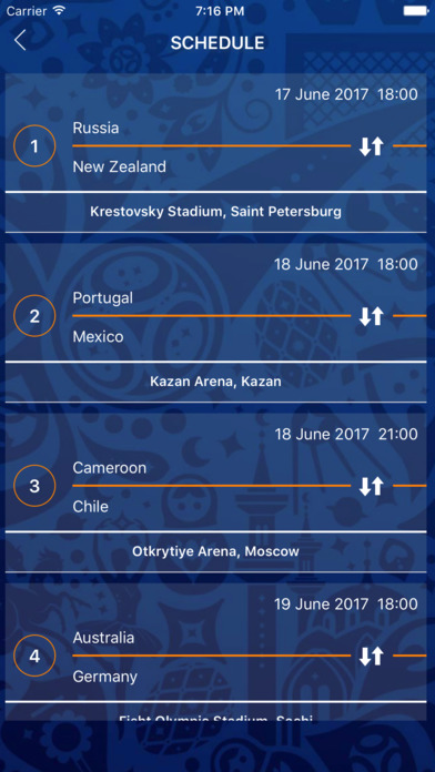Schedule of Confederations Cup 2017 screenshot 3