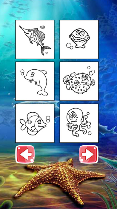 Aquatic Coloring E-Book-Ocean Animals Paint Pages screenshot 2