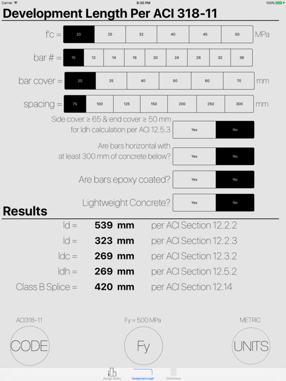 App Shopper Rebar Development Length (Reference)