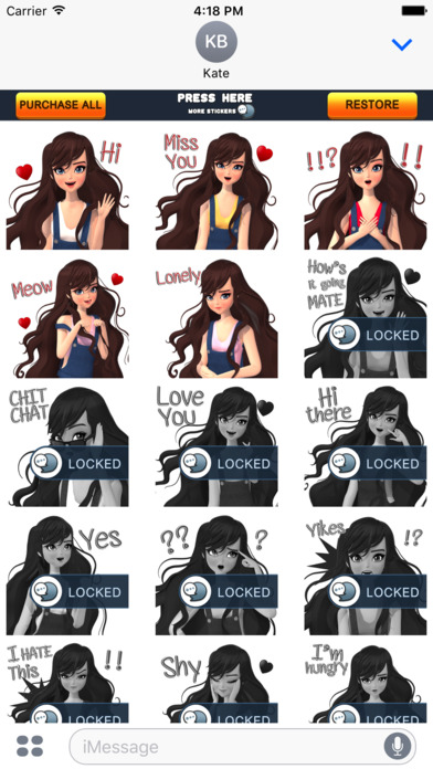 CrazyRuby Sexy girl 2 Eng Stickers for iMessage screenshot 3