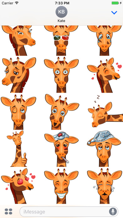 Cute Giraffe Emoji Animal Stickers for iMessage screenshot 2