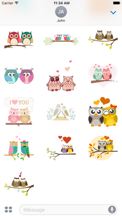 Love Couple Owl Sticker screenshot 4