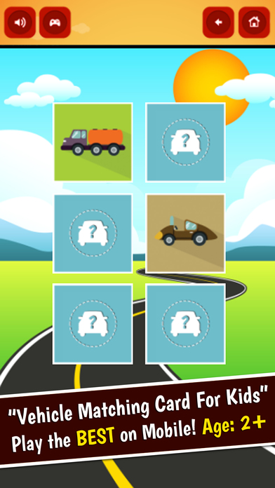 Cute Vehicle Matching Cards Puzzle Games screenshot 3