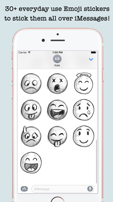 Handdrawn Emojis & Smileys For iMessage screenshot 3