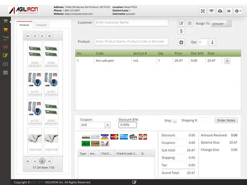 Agiliron POS | Point of Sale Business Access Buttons