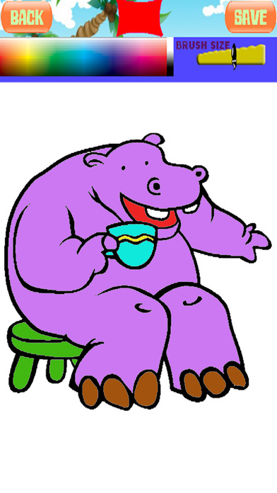 Hippo Animal Game Draw Coloring Pages screenshot 2