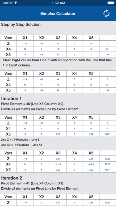 Simplex Calculator screenshot 2