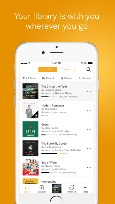 Screenshots of Audible for iPhone