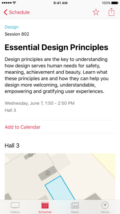 Apple has update its official WWDC app for iOS ahead of its developer conference which kicks off next week in June 5