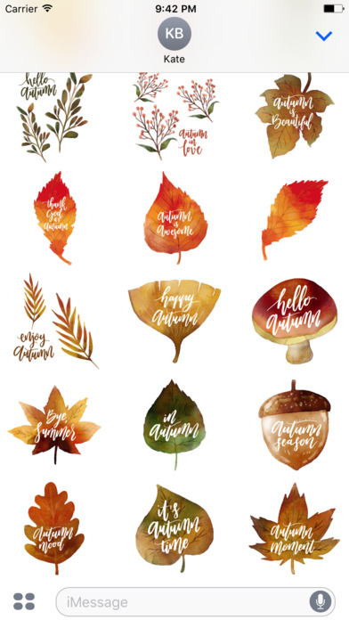 Watercolor Autumn Season Stickers for iMessage screenshot 3