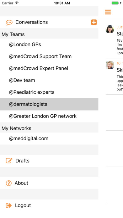 medCrowd: instant messaging screenshot 4