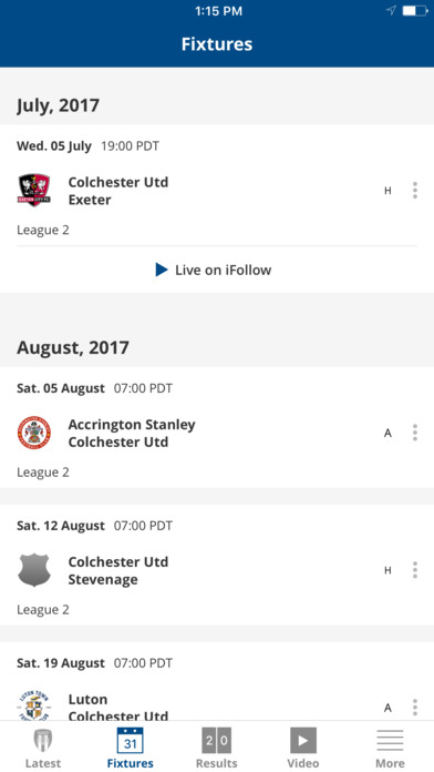 Colchester United Official App screenshot 2