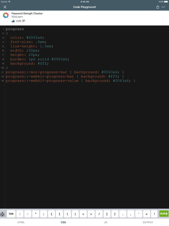 Screenshots of Learn CSS for iPad