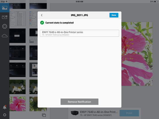 Screenshots of HP ePrint for iPad