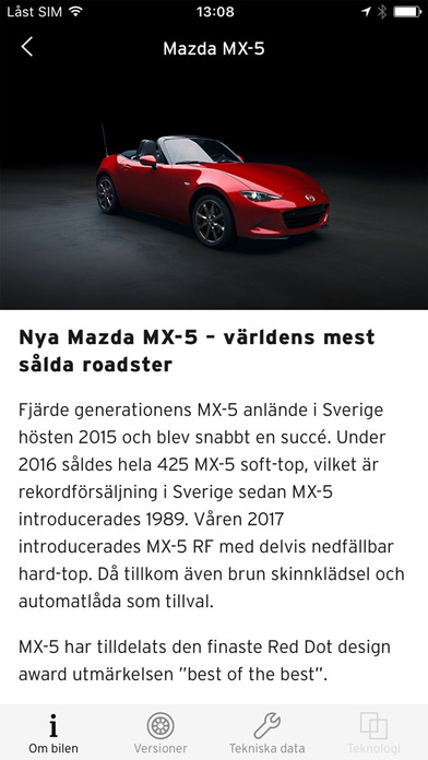 Mazda Product guide screenshot 2