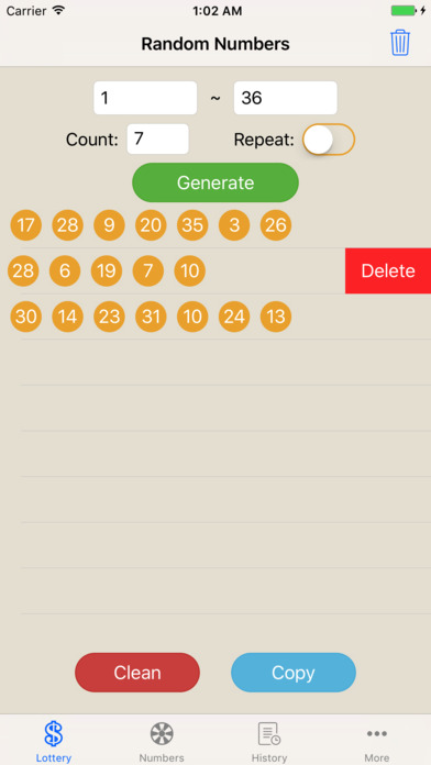 Random All Numbers - the random number generator screenshot 2
