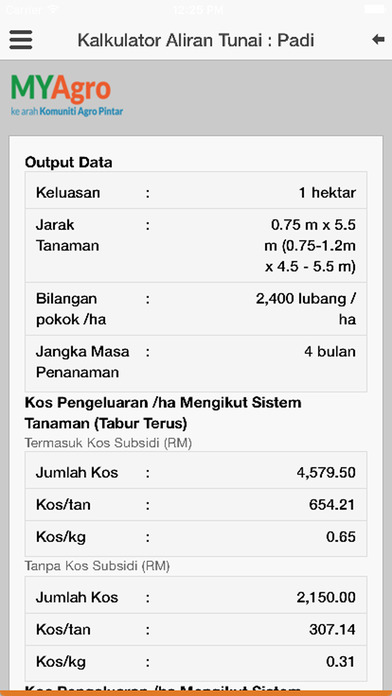 MYAgro Kalkulator Aliran Tunai screenshot 4