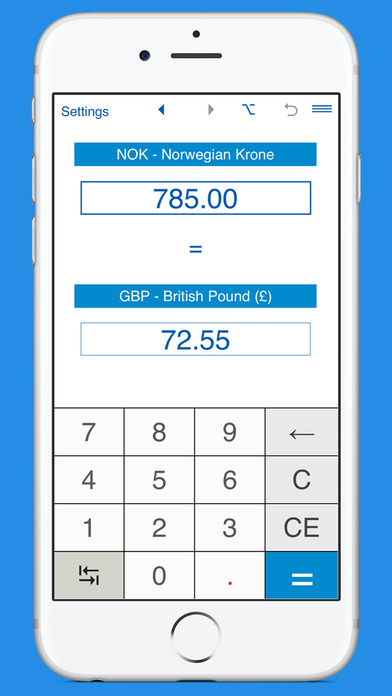 British Pound / Norwegian kroner converter screenshot 2