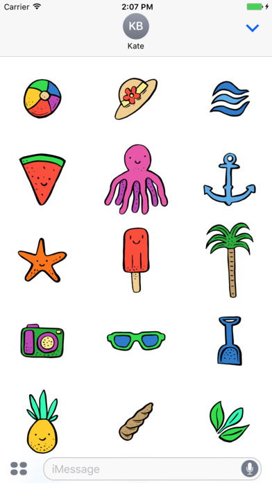 Summer Stickers Pack for iMessage screenshot 2