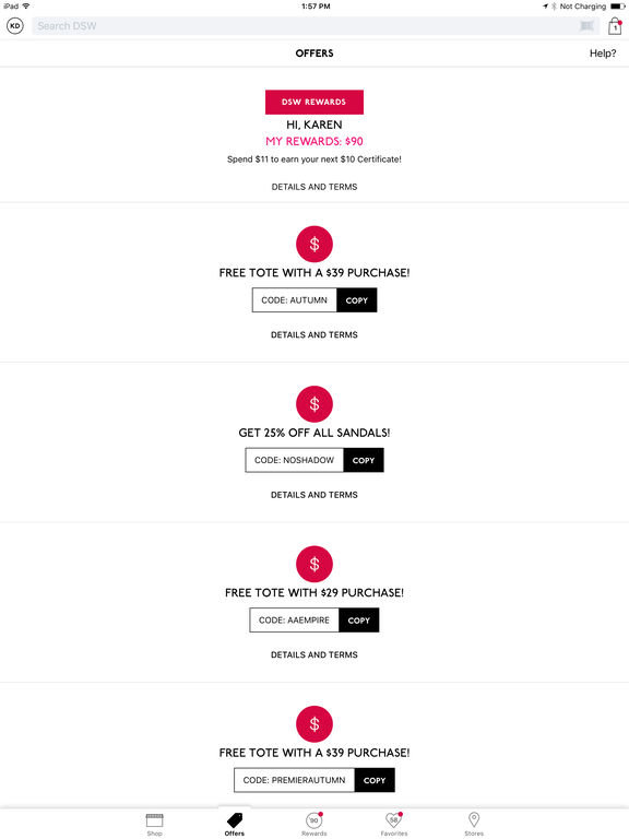 Screenshots of DSW Designer Shoe Warehouse for iPad