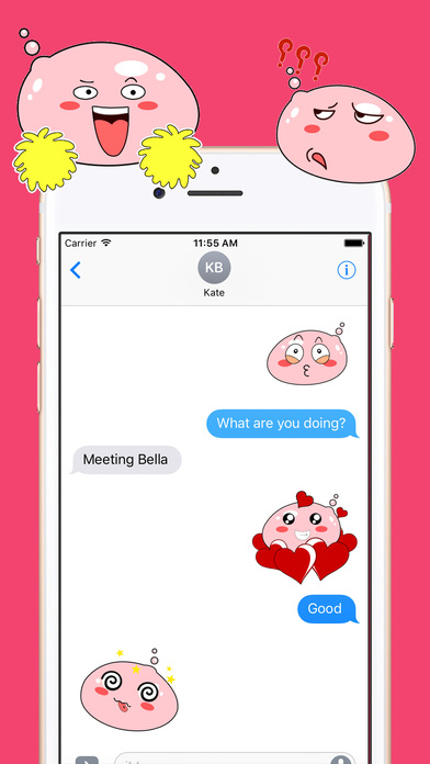 Pink Min Sticker - Cute Balloons Emoji GIF screenshot 3