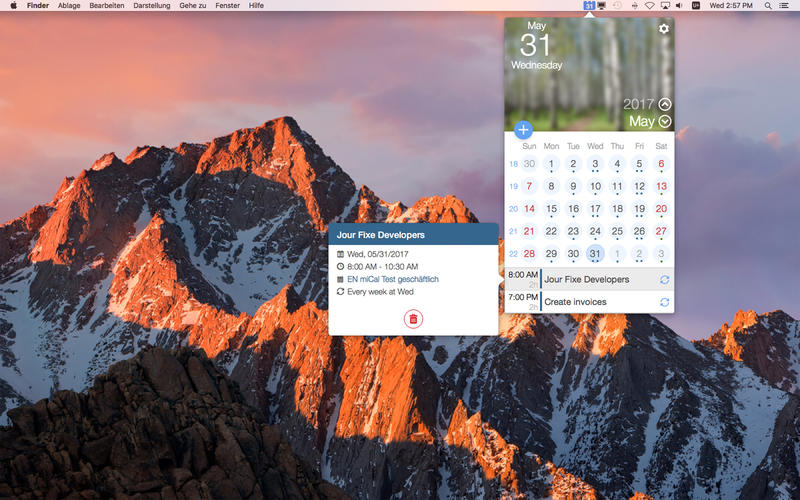 miCal for Mac 1.0.1 激活版 - 优秀的菜单栏日历工具