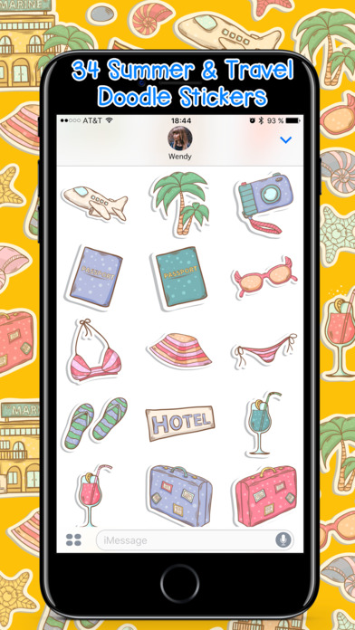 Summer & Travel Doodle Stickers Set screenshot 3