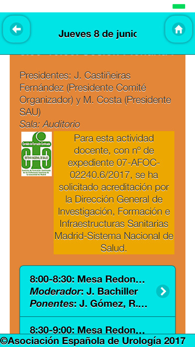LXXXII Congreso Nacional de Urología 2017 screenshot 2