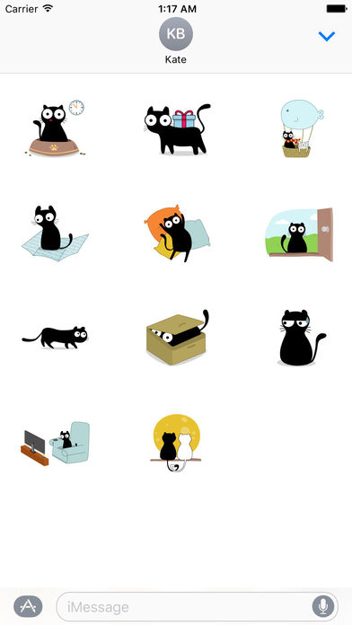 Black And White Kitty Love Sticker screenshot 3