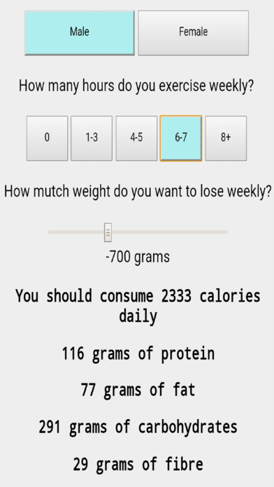 Nutrition Calculator screenshot 2