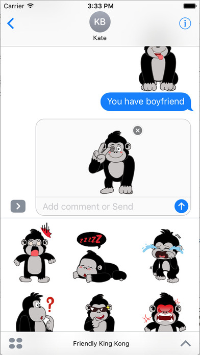 Friendly King Kong - Monkey Emoji Pro for iMessage screenshot 3