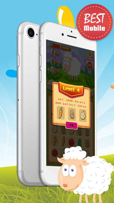 Feed the sheep games for kids - Match3 bean screenshot 3